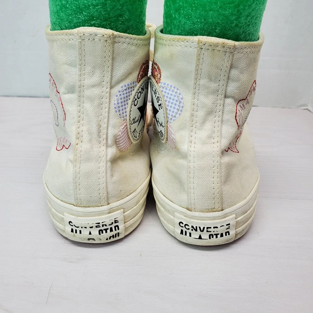 Converse Chuck Taylor All Star High‎ Top Sneakers White Pink Floral Size 8 - Picture 16 of 16